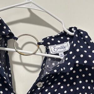 Everly Dark Blue and White Polka Dot Top